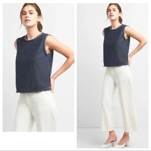 GAP Denim Frayed Tank Top